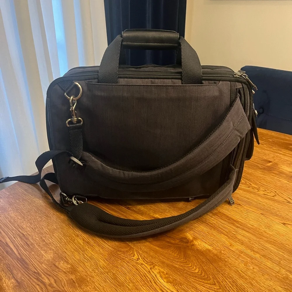 TUMI Alpha Bravo Grayson 3-Way Brief Backpack Briefcase - Charcoal Grey - GOOD